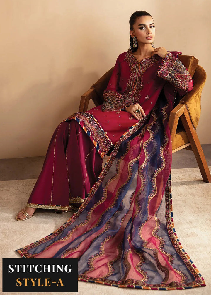 Raahi By Xenia Embroidered Chiffon Suit Unstitched 3 Piece ZE24R D-07 Mehkash - Formal Collection