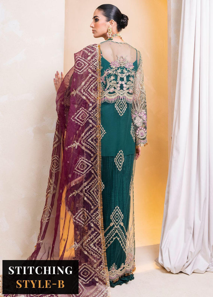 Raha By Muneefa Naz Embroidered Net Suits Unstitched 4 Piece MN23RH Gulzar - Wedding Collection
