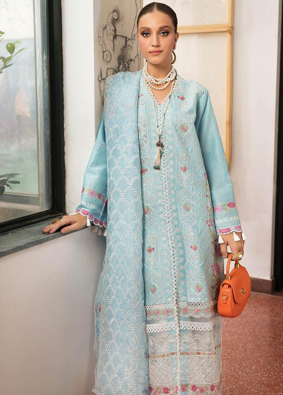 RajBari Embroidered Lawn Suits Unstitched 3 Piece RB23EL 2A - Premium Collection