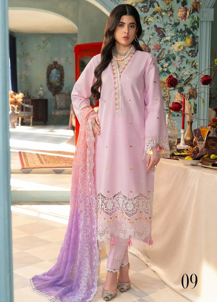 Rajbari Embroidered Chikan Suit Unstitched 3 Piece RB24C D-09 - Summer Collection