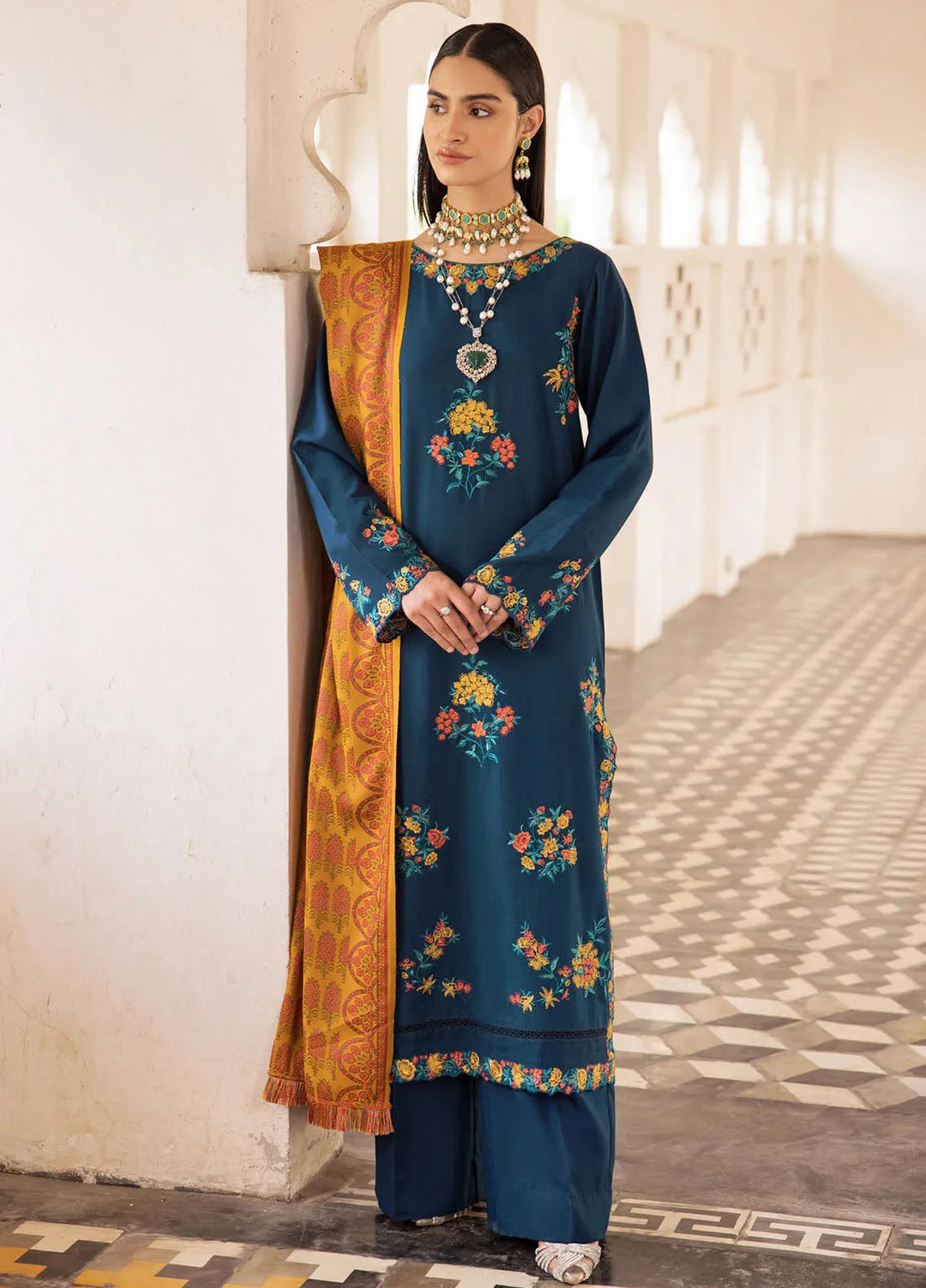 Rajbari Embroidered Karandi Suit Unstitched 3 Piece RB24W 2A - Winter Collection