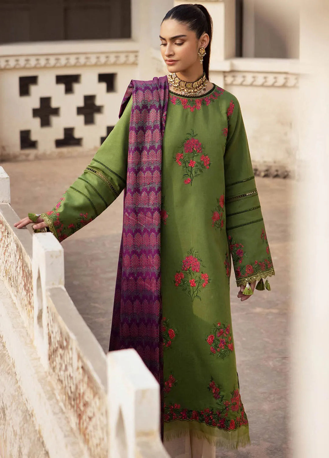 Rajbari Embroidered Karandi Suit Unstitched 3 Piece RB24W 2B - Winter Collection