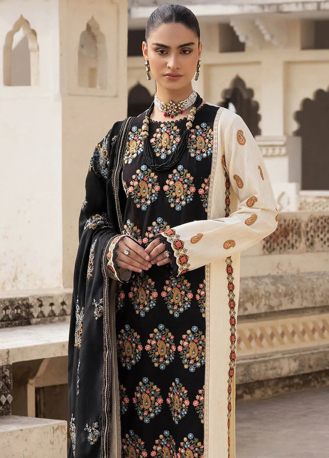 Rajbari Embroidered Khaddar Suit Unstitched 3 Piece RB24W 3A - Winter Collection