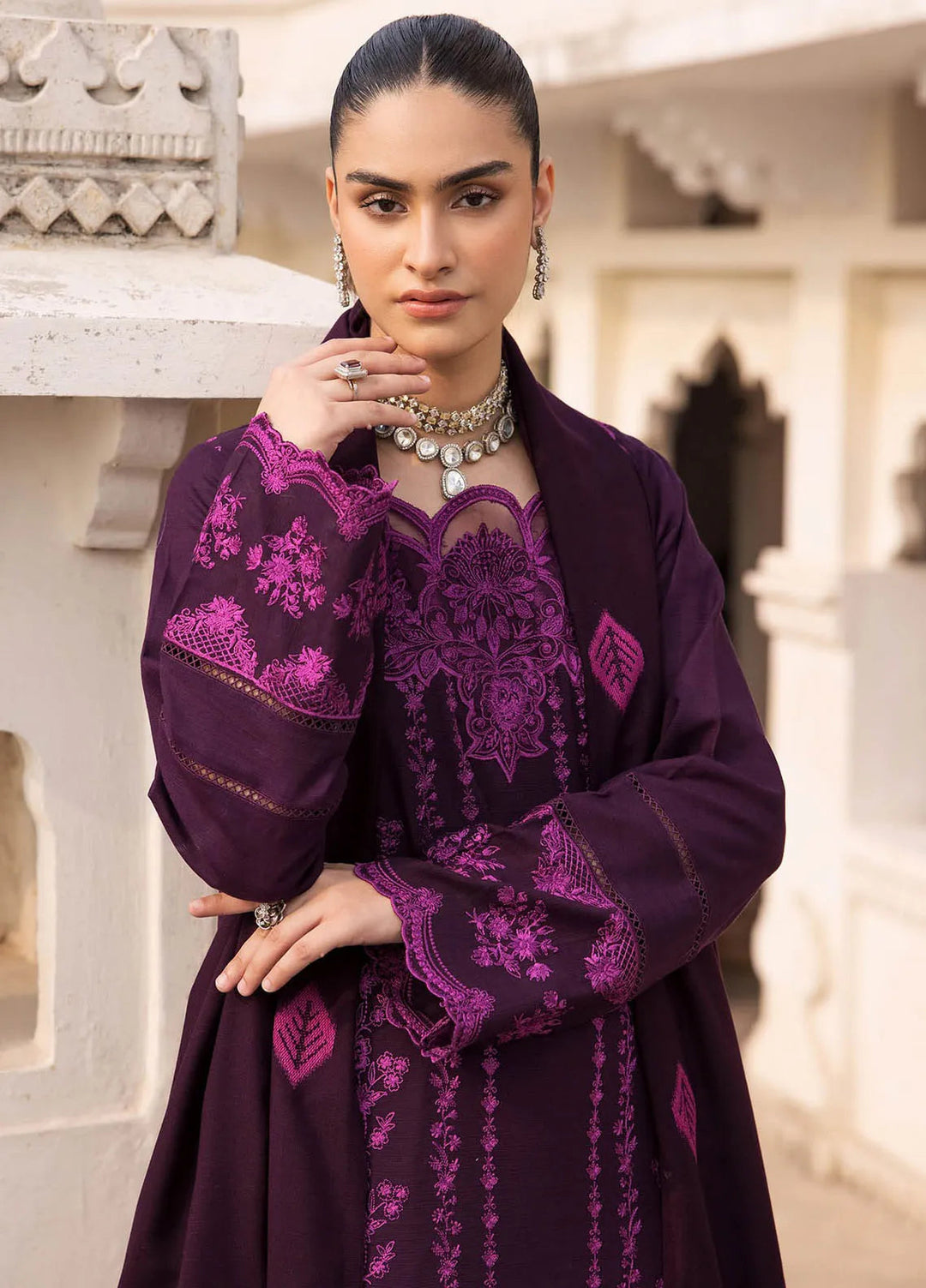 Rajbari Embroidered Khaddar Suit Unstitched 3 Piece RB24W 5A - Winter Collection