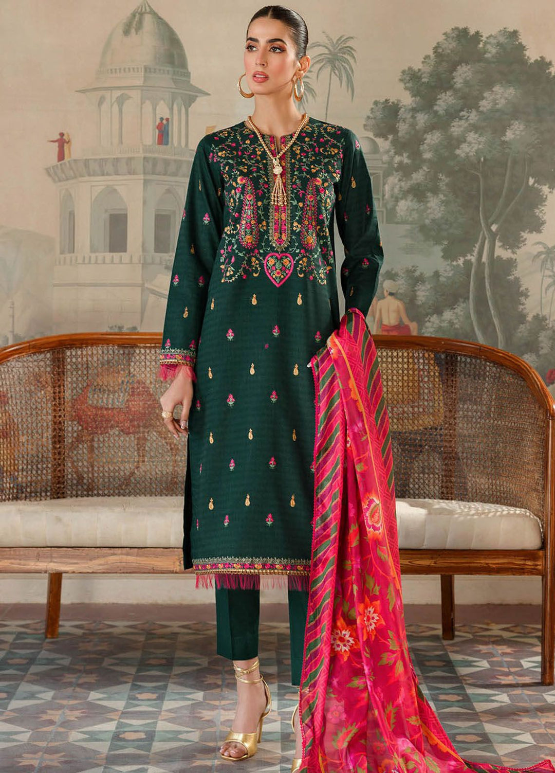 RajBari Embroidered Lawn Suits Unstitched 3 Piece RB24ES D-06 - Summer Collection