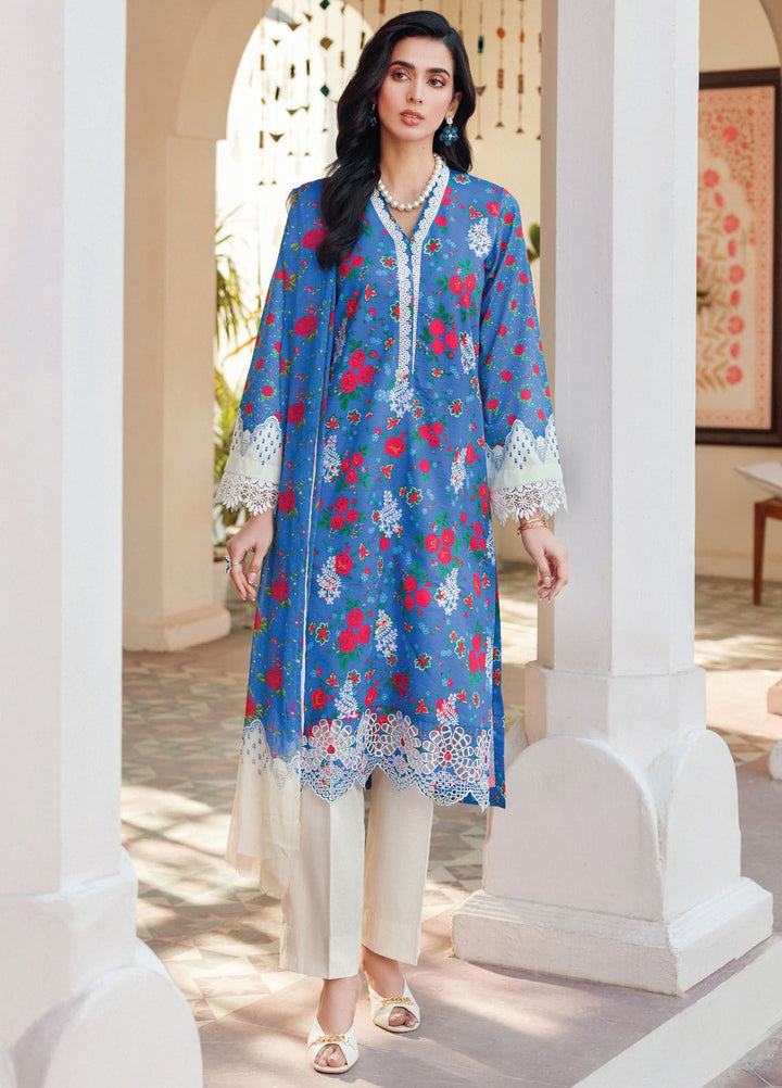 RajBari Embroidered Lawn Suits Unstitched 3 Piece RB24ES D-08 - Summer Collection