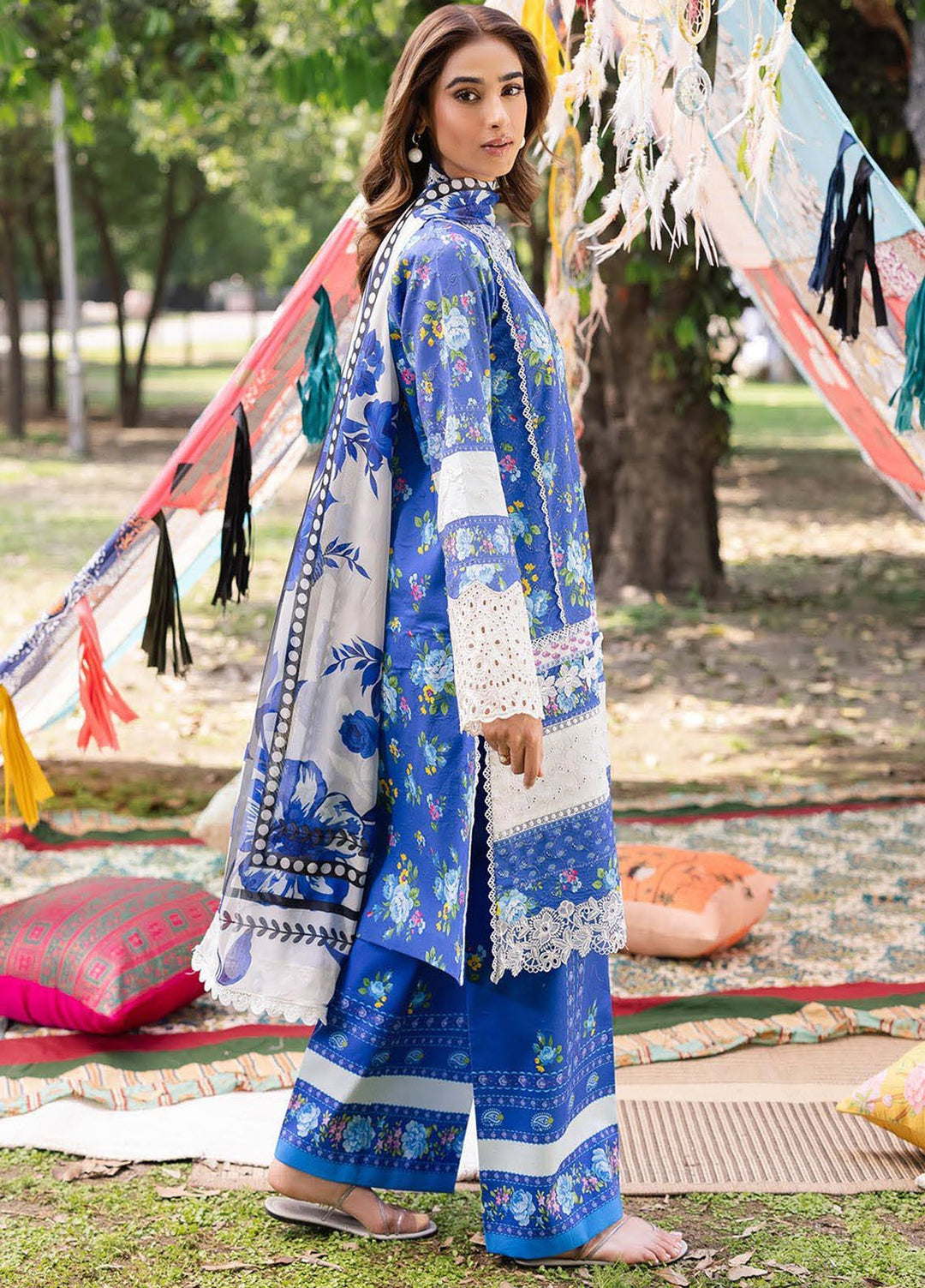 Rajbari Embroidered Lawn Suits Unstitched 3 Piece RB25SP D-06 - Summer Collection