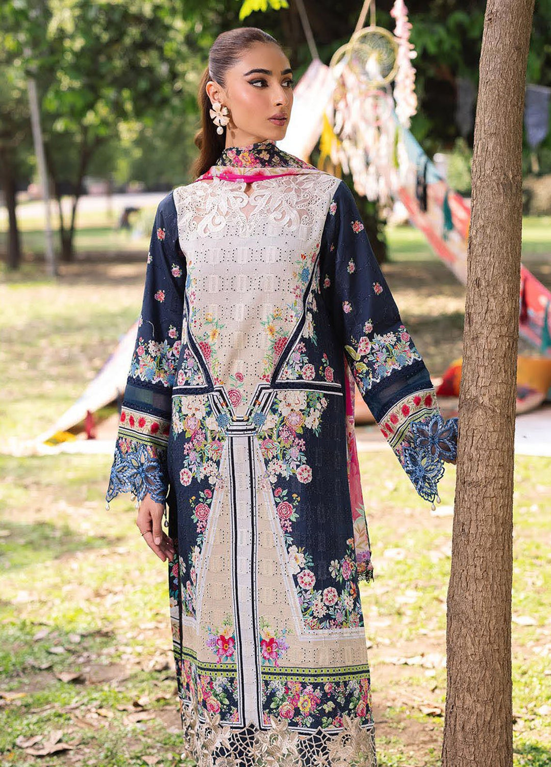 Rajbari Embroidered Lawn Suits Unstitched 3 Piece RB25SP D-12 - Summer Collection