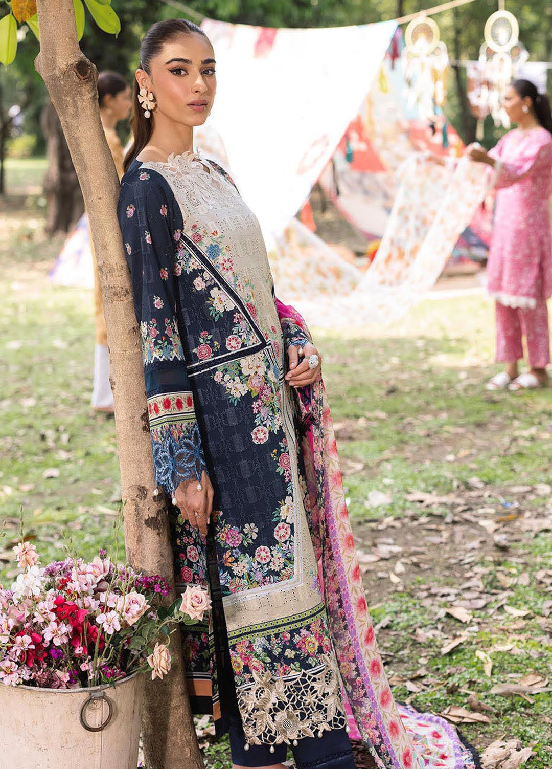 Rajbari Embroidered Lawn Suits Unstitched 3 Piece RB25SP D-12 - Summer Collection