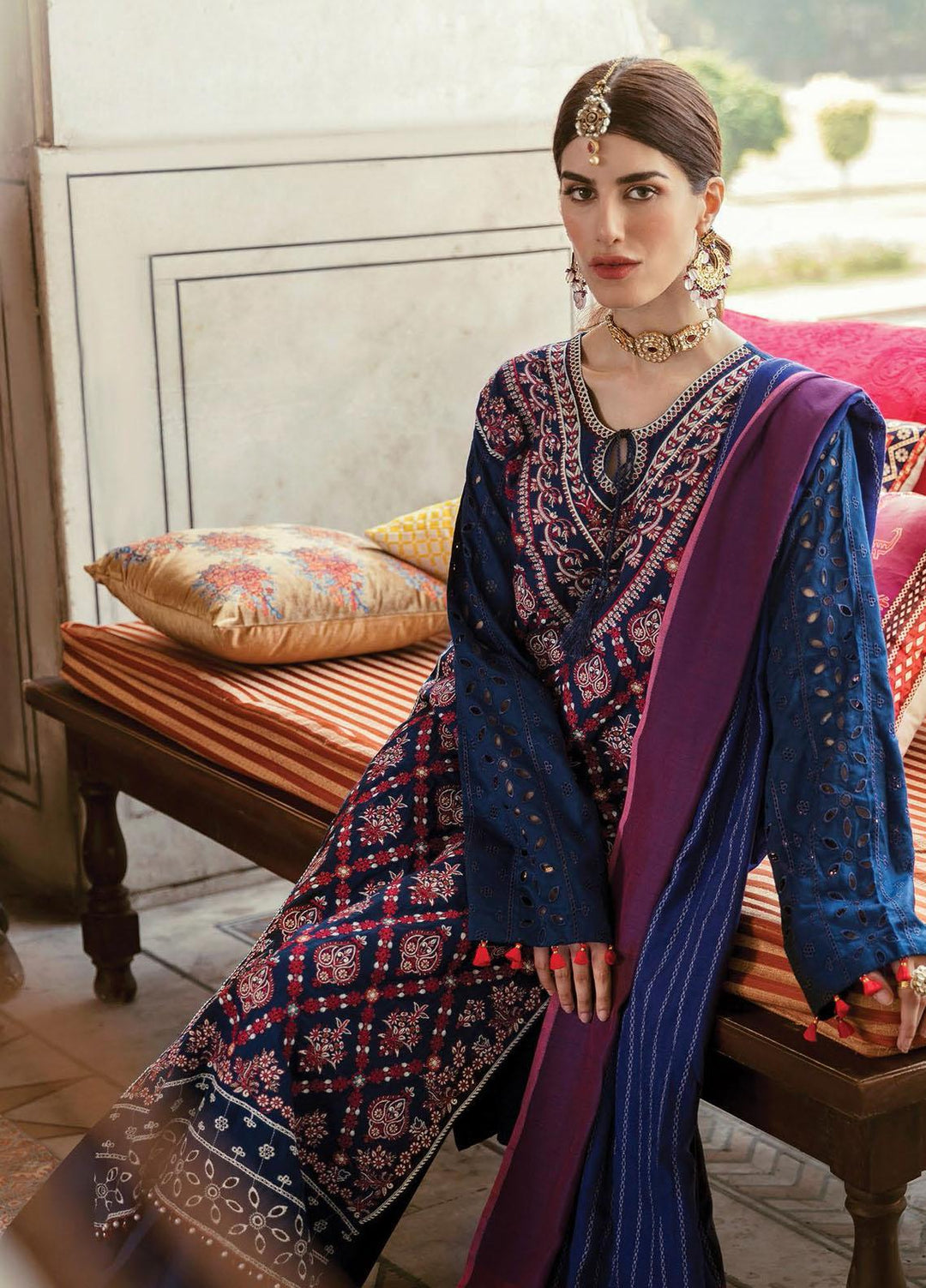 RajBari Embroidered Chikankari Suits Unstitched 3 Piece RB21PC 01B - Winter Collection