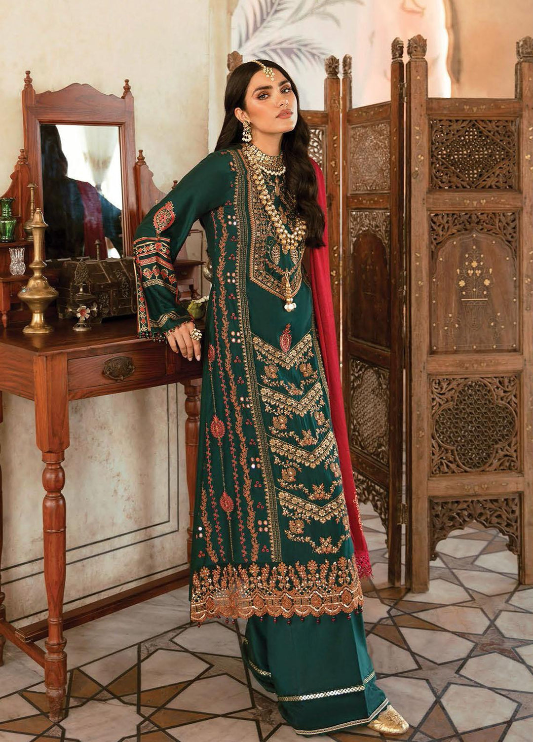 RajBari Embroidered Chikankari Suits Unstitched 3 Piece RB21PC 04A - Winter Collection