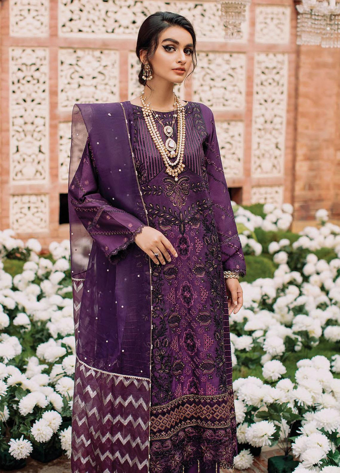 RajBari Embroidered Cotton Silk Suits Unstitched 3 Piece RB22FW 6A - Luxury Collection