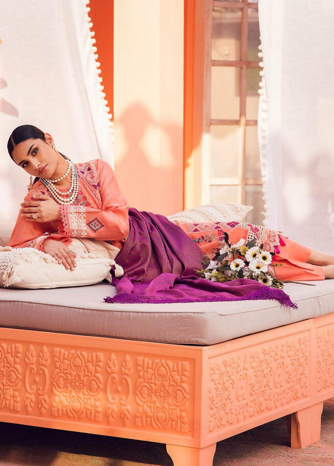 RajBari Embroidered Jacquard Suits Unstitched 3 Piece RB23F 3B - Luxury Collection