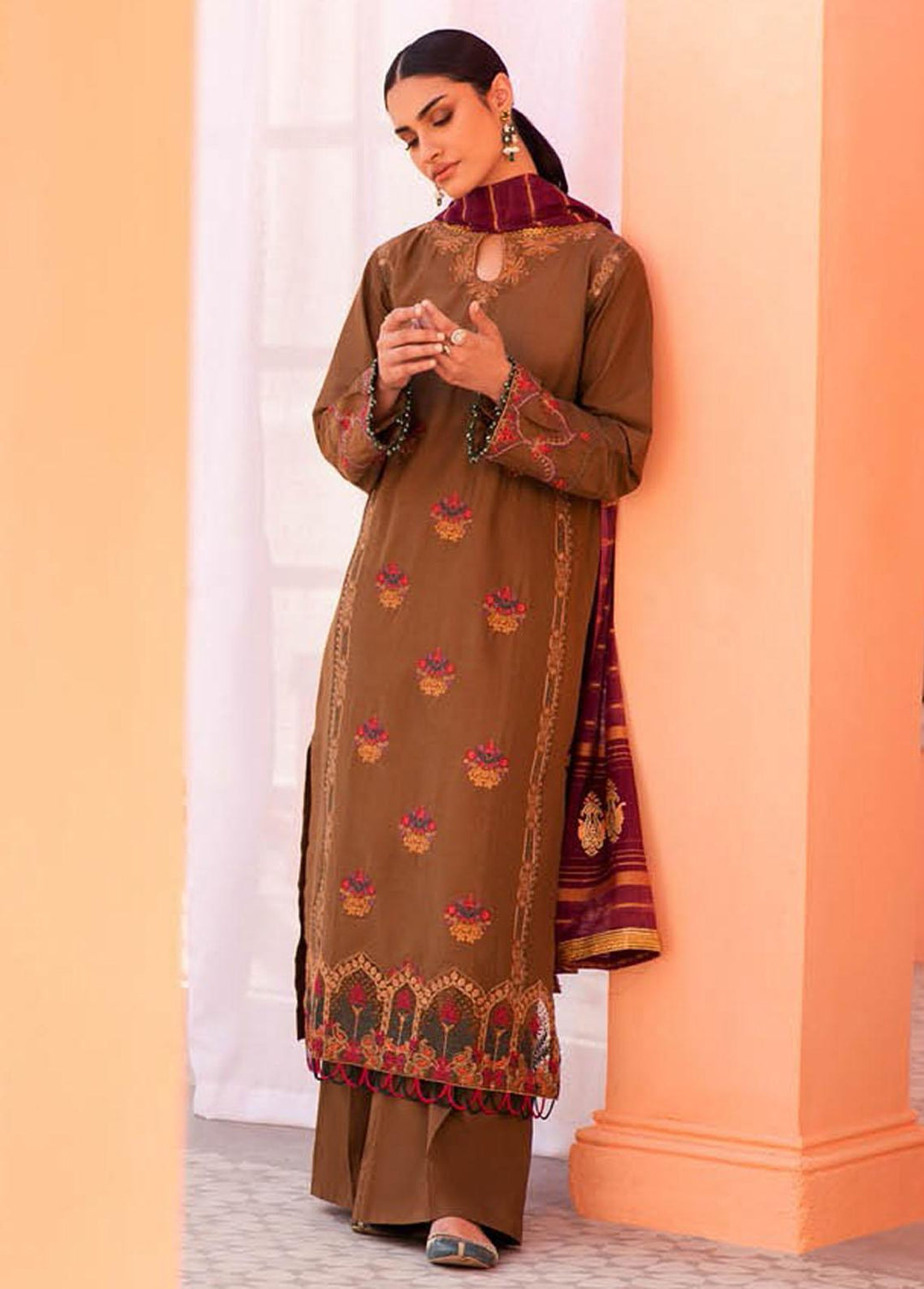 RajBari Embroidered Jacquard Suits Unstitched 3 Piece RB23F 5B - Luxury Collection