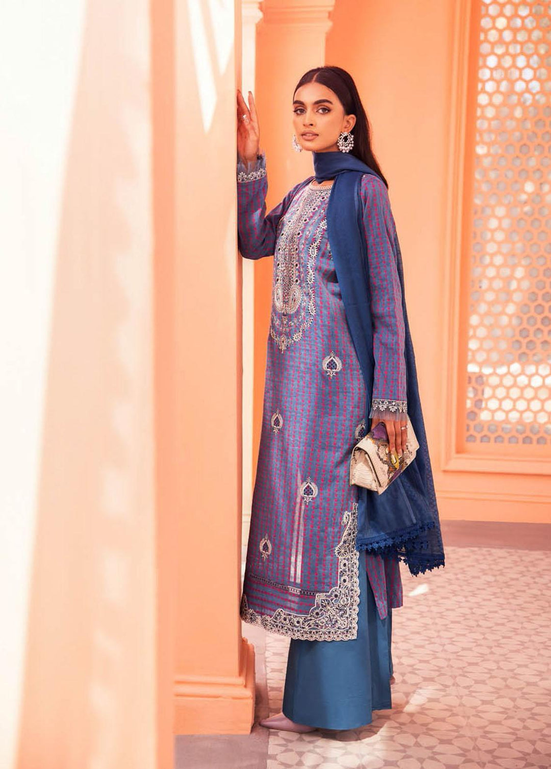 RajBari Embroidered Jacquard Suits Unstitched 3 Piece RB23F 7A - Luxury Collection