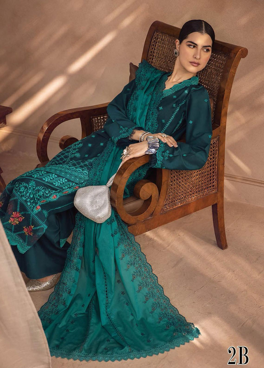 RajBari Embroidered Chikankari Suits Unstitched 3 Piece RB23CK 2B - Premium Collection