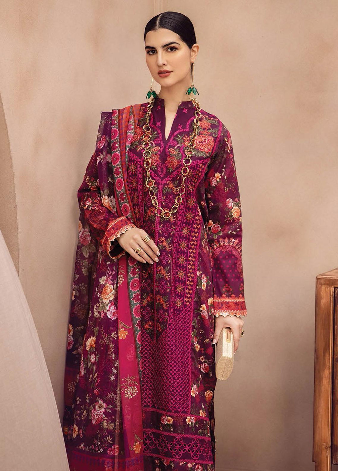 RajBari Embroidered Chikankari Suits Unstitched 3 Piece RB23CK 4A - Premium Collection