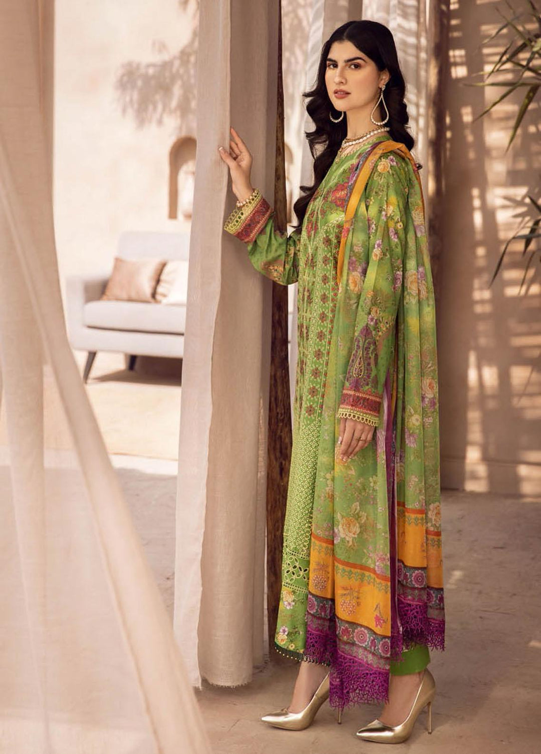 RajBari Embroidered Chikankari Suits Unstitched 3 Piece RB23CK 4B - Premium Collection