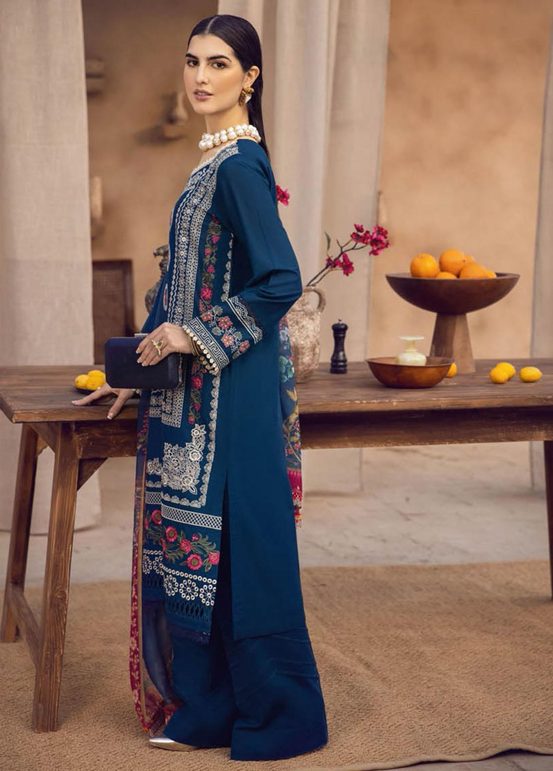 RajBari Embroidered Chikankari Suits Unstitched 3 Piece RB23CK 5A - Premium Collection