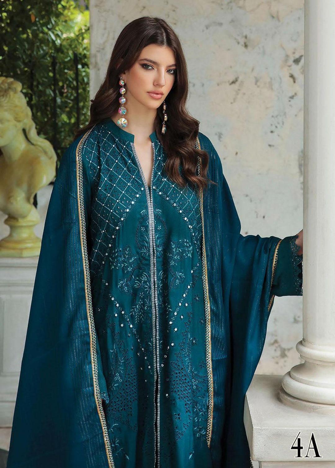 RajBari Embroidered Karandi Suits Unstitched 3 Piece RB22K 4A - Premium Collection