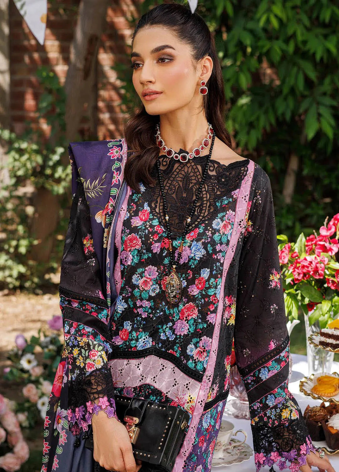 RajBari Printkari Embroidered Lawn Suit Unstitched 3 Piece RB24P 3A - Summer Collection