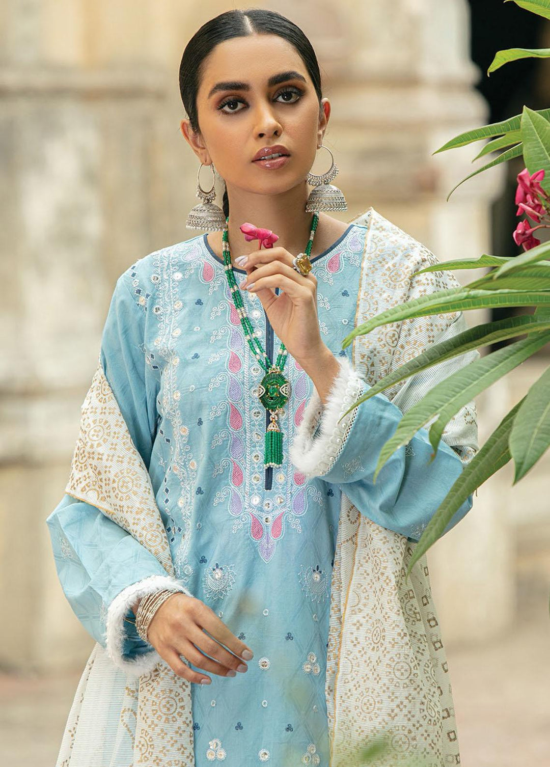 RajBari Embroidered Jacquard Suits Unstitched 3 Piece RB22SS 4B - Spring / Summer Collection