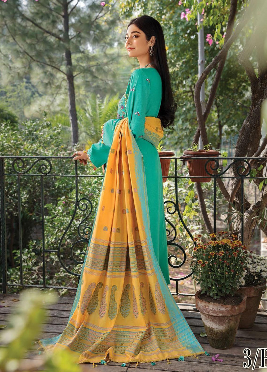 RajBari Embroidered Karandi Suits Unstitched 3 Piece RB21W 3B - Winter Collection