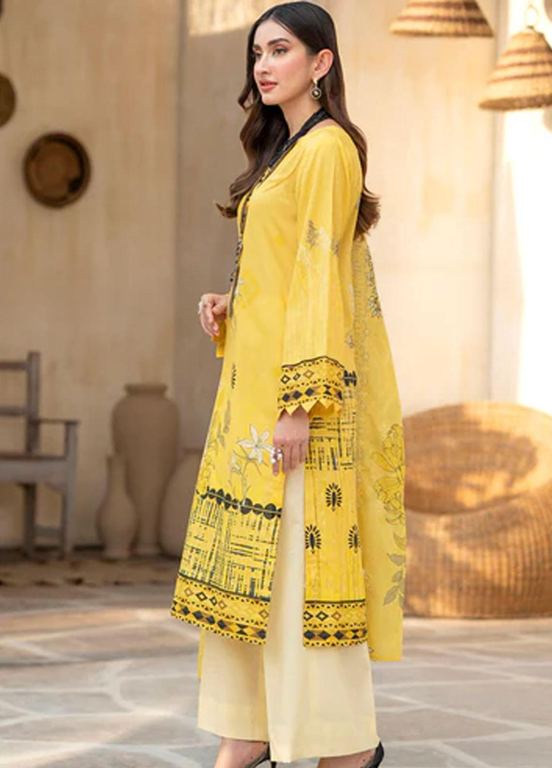 Rang By Motifz Embroidered Lawn Suits Unstitched 3 Piece MT23RDP 3756A - Summer Collection