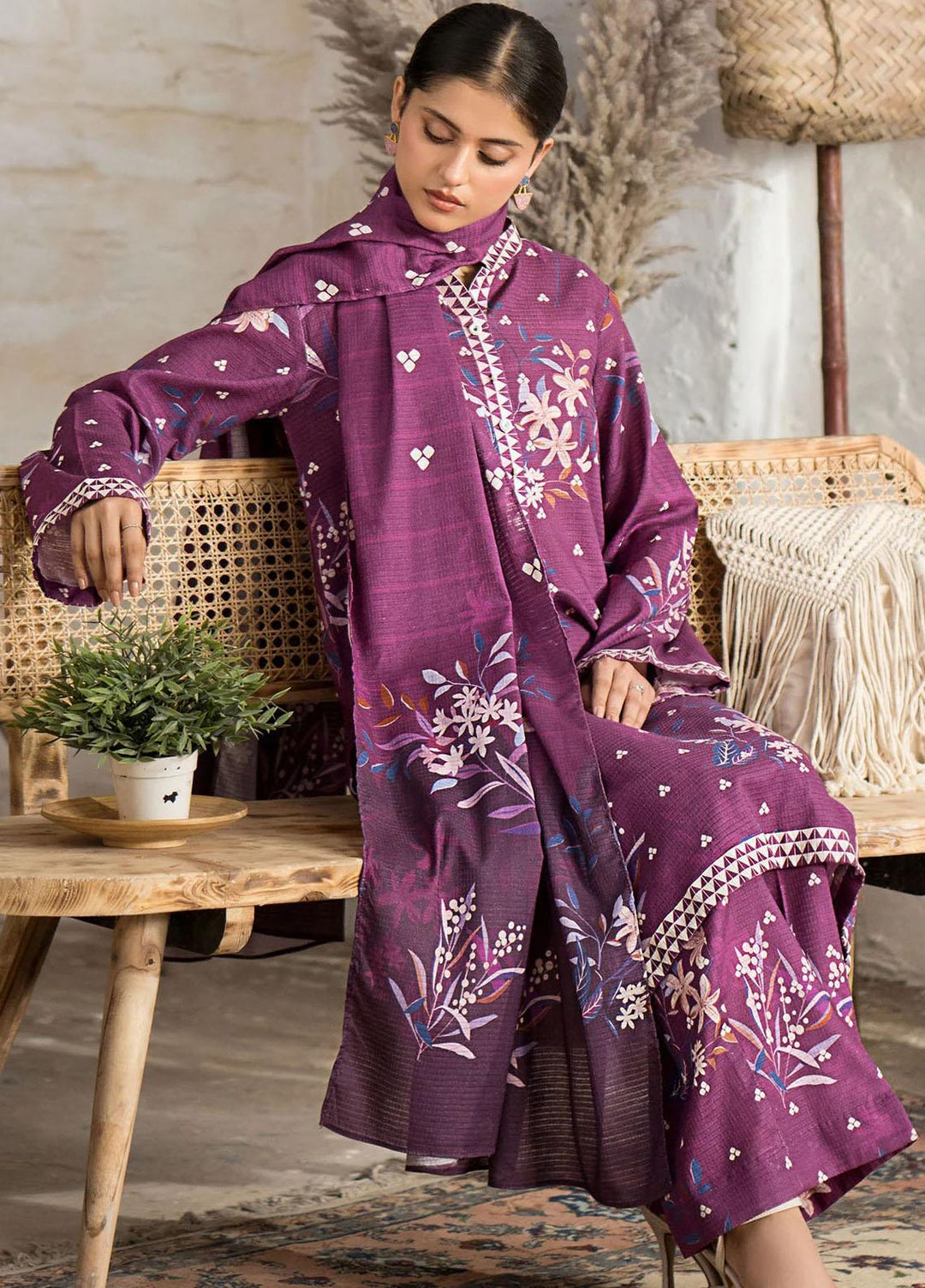 Rang By Motifz Printed Khaddar Suits Unstitched 3 Piece MT23R-V3 4412 Gull - Winter Collection