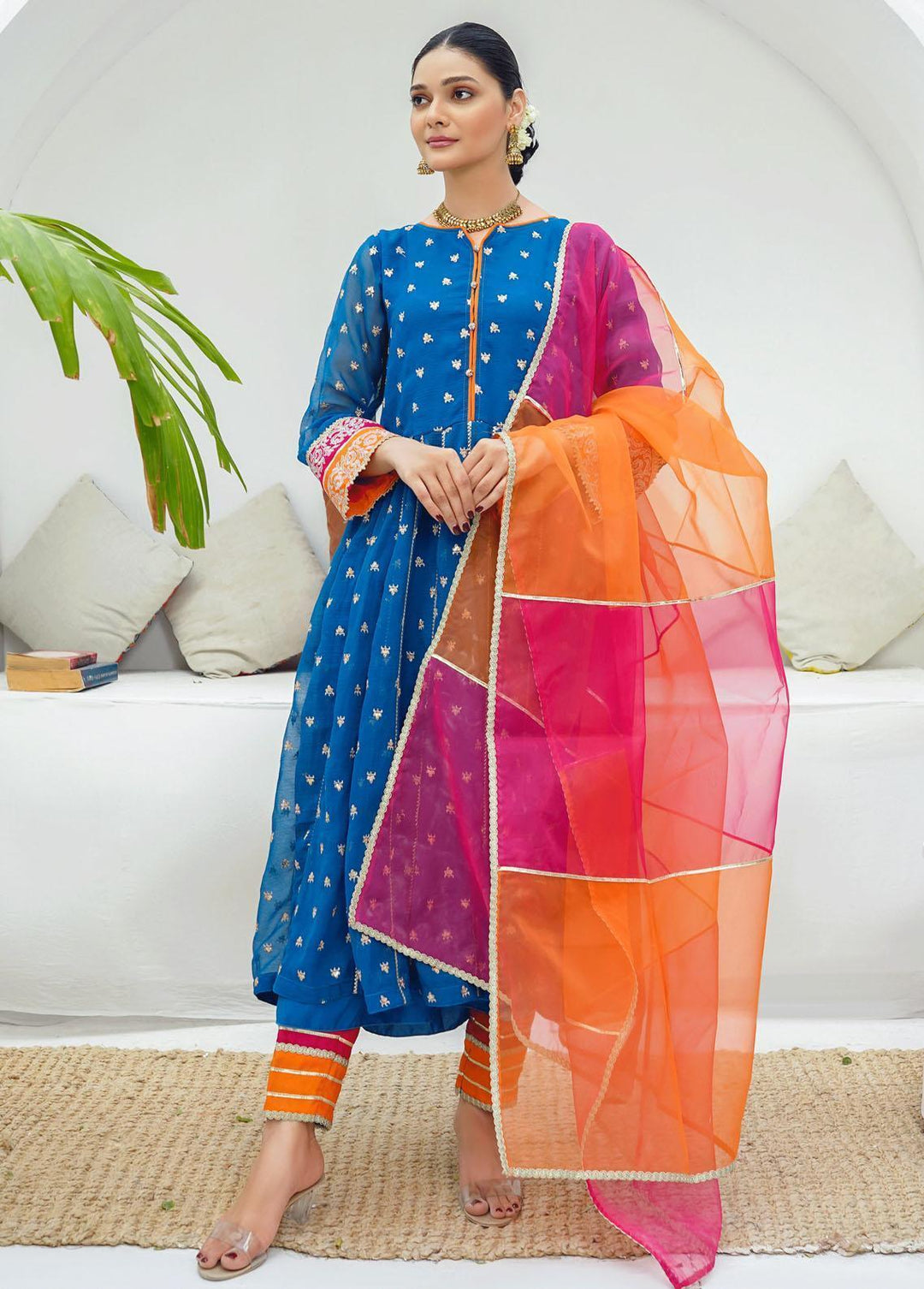 Modest Pret Embroidered Chiffon 3 Piece Suit MD23RE Zelena
