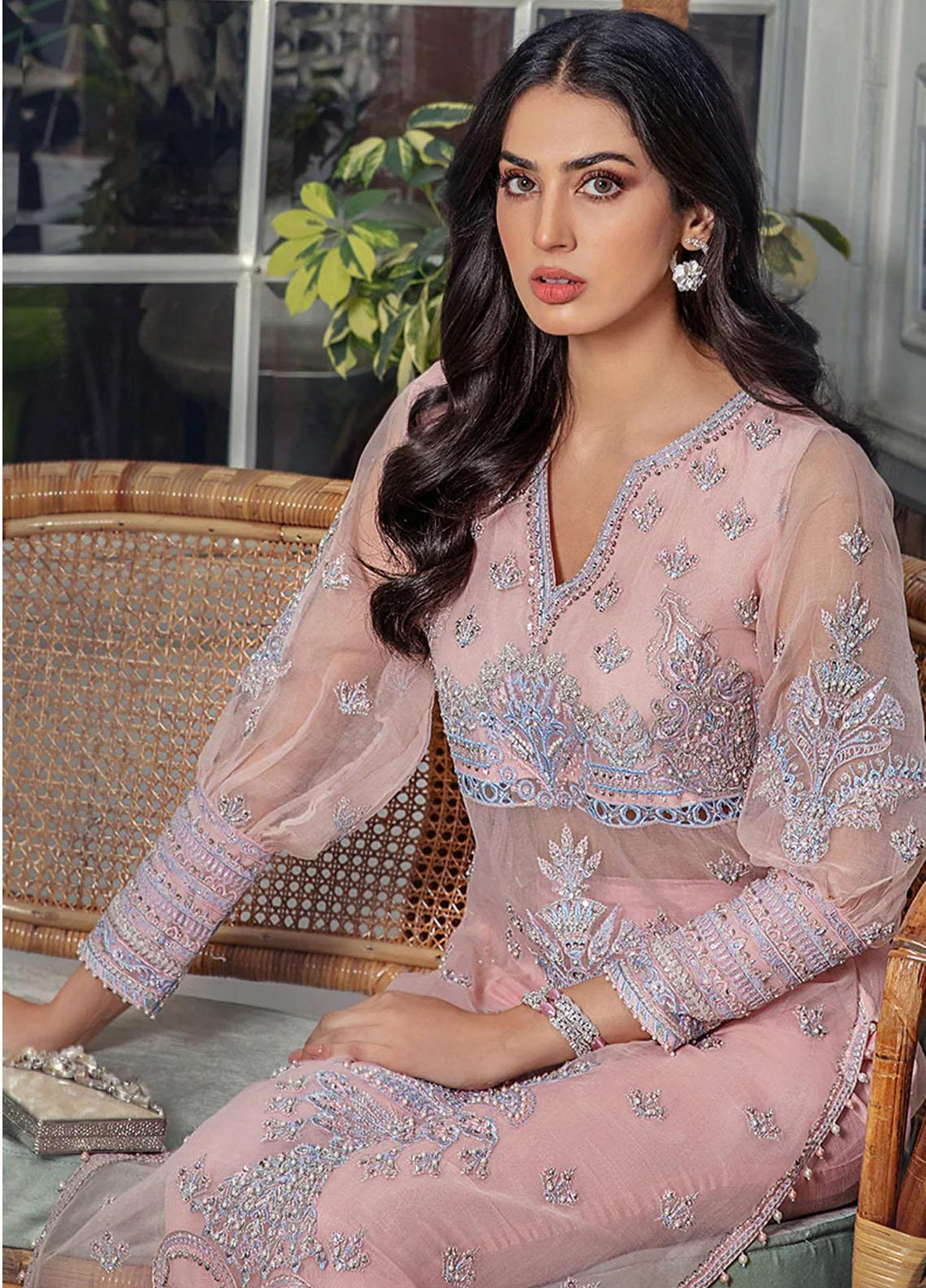 Malook By Shazia Ovais Pret Embroidered Organza 2 Piece Suit MLK23RH Leena