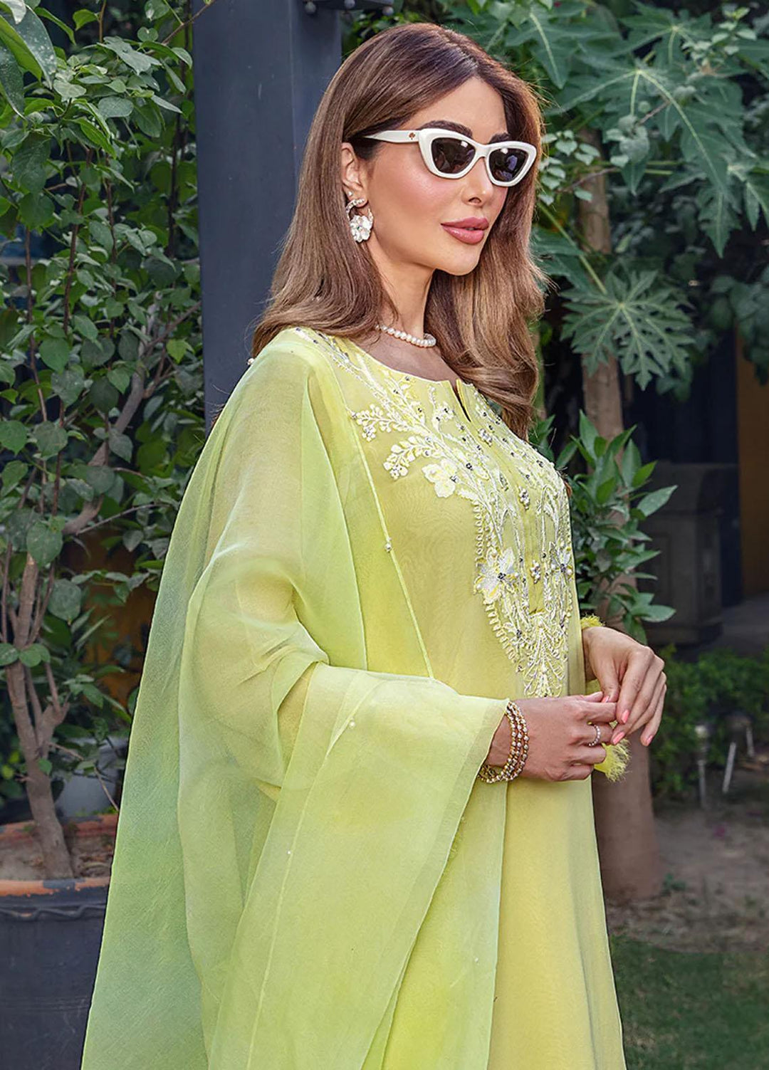 Malook By Shazia Ovais Pret Embroidered Georgette 3 Piece Suit MLK23RH Lemonade