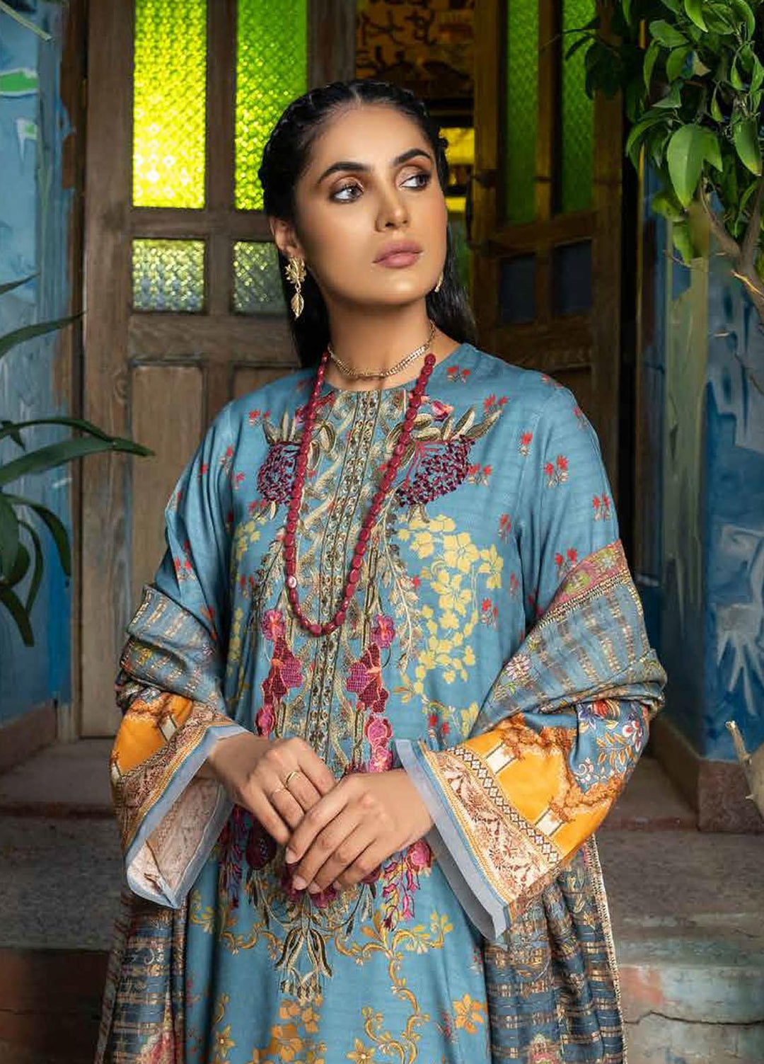 Rang Rasiya Embroidered Dobby Linen Suits Unstitched 3 Piece RR21FW D-638 VEIL - Winter Collection
