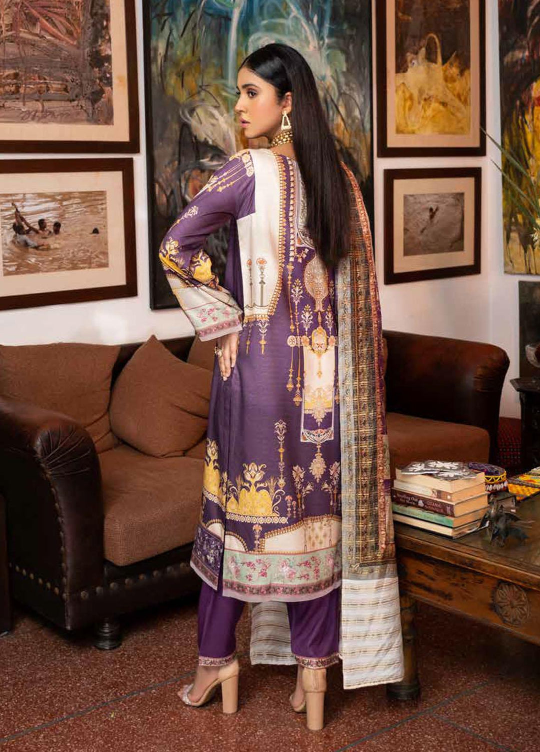 Rang Rasiya Embroidered Dobby Linen Suits Unstitched 3 Piece RR21FW D-642 SHEIN - Winter Collection