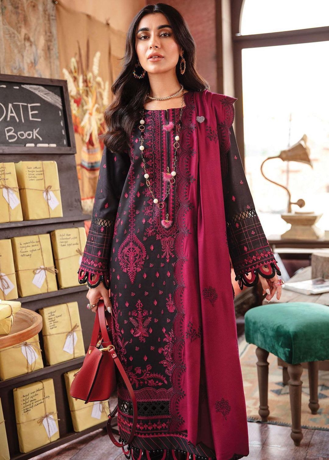 Rang Rasiya Embroidered Cotail Linen Suits Unstitched 3 Piece RR22W D-06 - Winter Collection