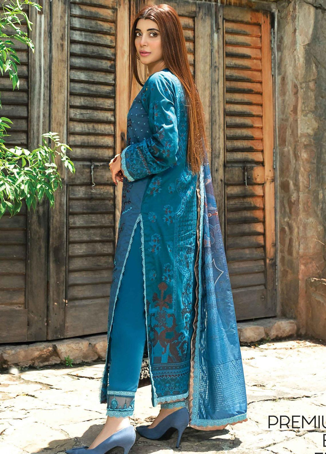 Rang Rasiya Embroidered Lawn Suits Unstitched 3 Piece RR21PE D-11 RIVER MOON - Festive Collection