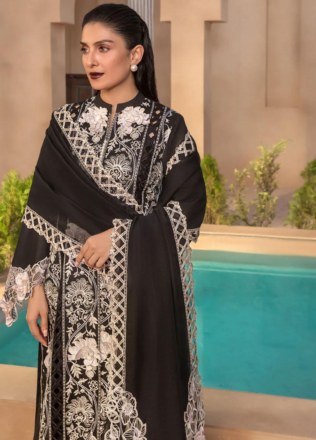 Rang Rasiya Embroidered Lawn Suits Unstitched 3 Piece RR23PE Ebony - Eid Collection