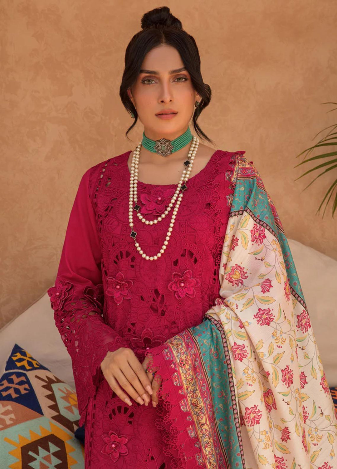 Rang Rasiya Embroidered Lawn Suits Unstitched 3 Piece RR23PE Rubellite - Eid Collection