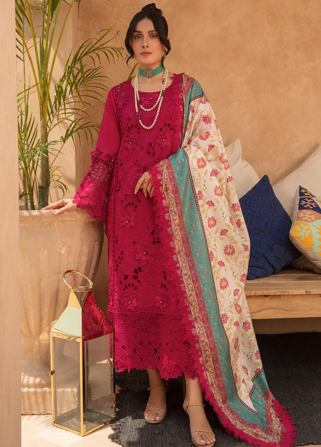 Rang Rasiya Embroidered Lawn Suits Unstitched 3 Piece RR23PE Rubellite - Eid Collection