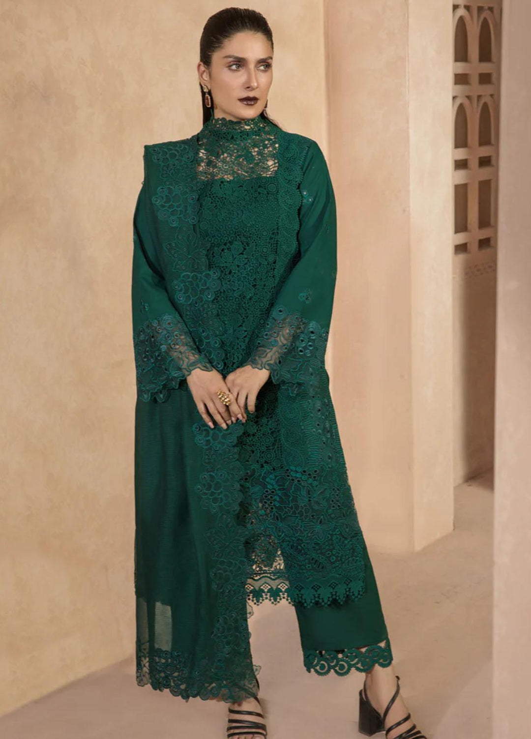 Rang Rasiya Embroidered Lawn Suits Unstitched 3 Piece RR23PE Emerald - Eid Collection