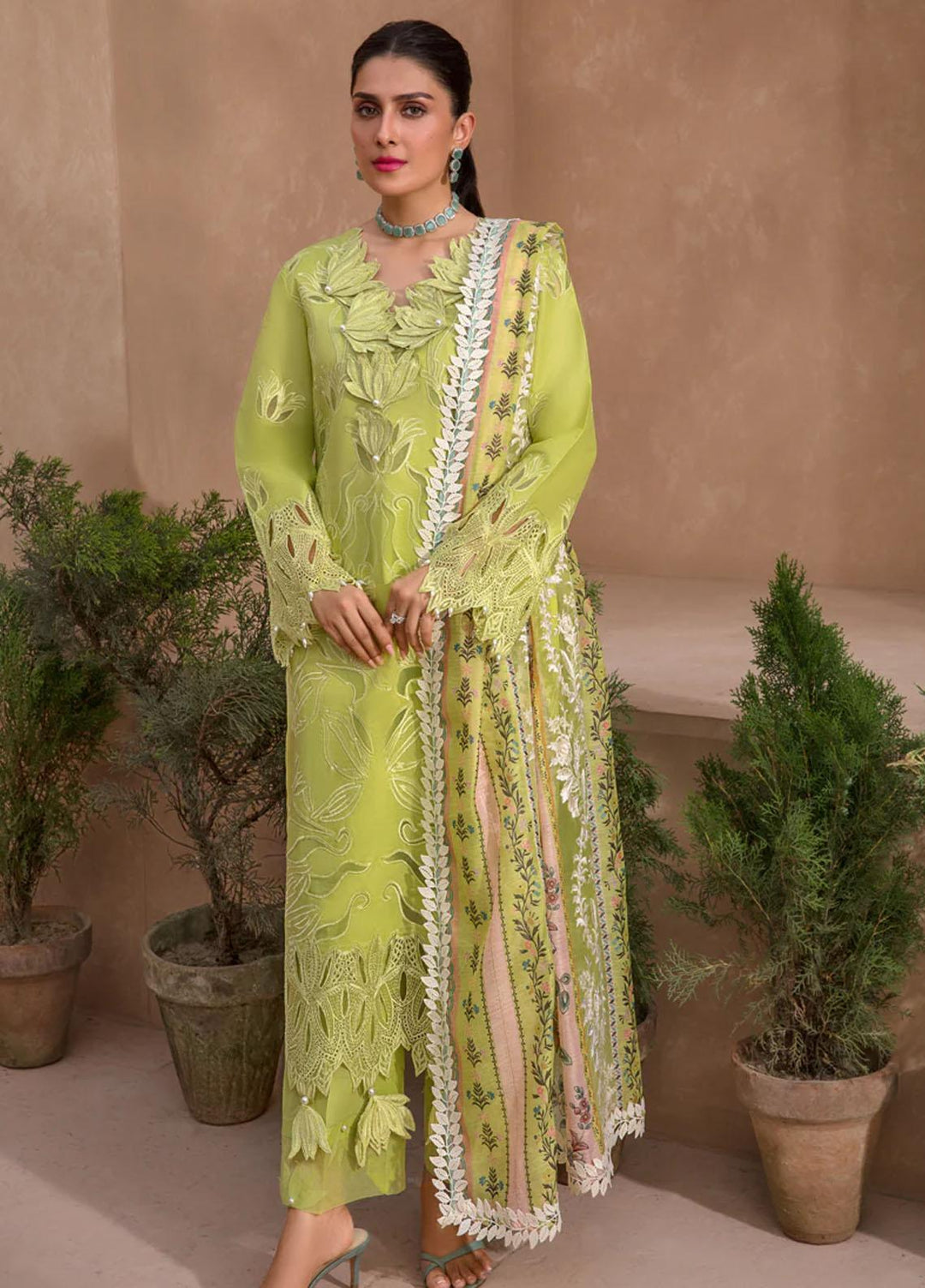 Rang Rasiya Embroidered Lawn Suits Unstitched 3 Piece RR23PE Lime - Eid Collection