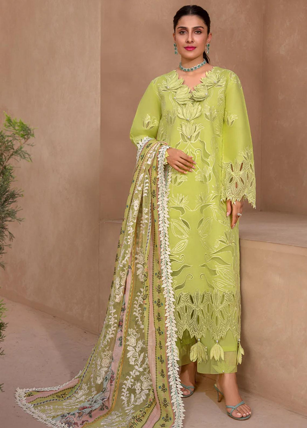 Rang Rasiya Embroidered Lawn Suits Unstitched 3 Piece RR23PE Lime - Eid Collection