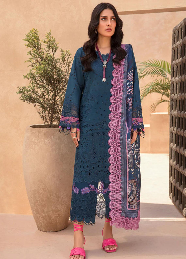 Rang Rasiya Embroidered Lawn Suits Unstitched 3 Piece RR23PE Ocean - Eid Collection