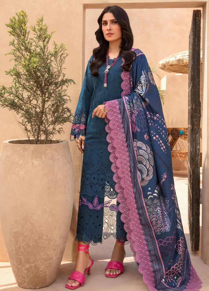 Rang Rasiya Embroidered Lawn Suits Unstitched 3 Piece RR23PE Ocean - Eid Collection
