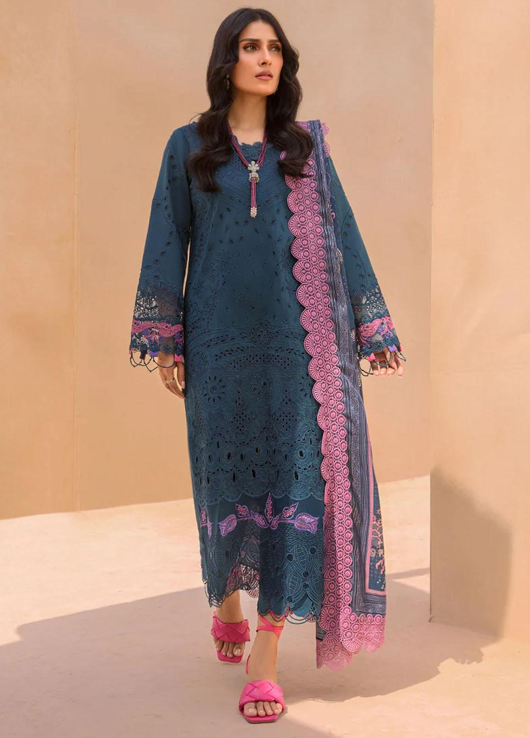 Rang Rasiya Embroidered Lawn Suits Unstitched 3 Piece RR23PE Ocean - Eid Collection