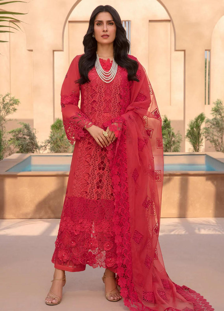 Rang Rasiya Embroidered Lawn Suits Unstitched 3 Piece RR23PE Carnelian - Eid Collection