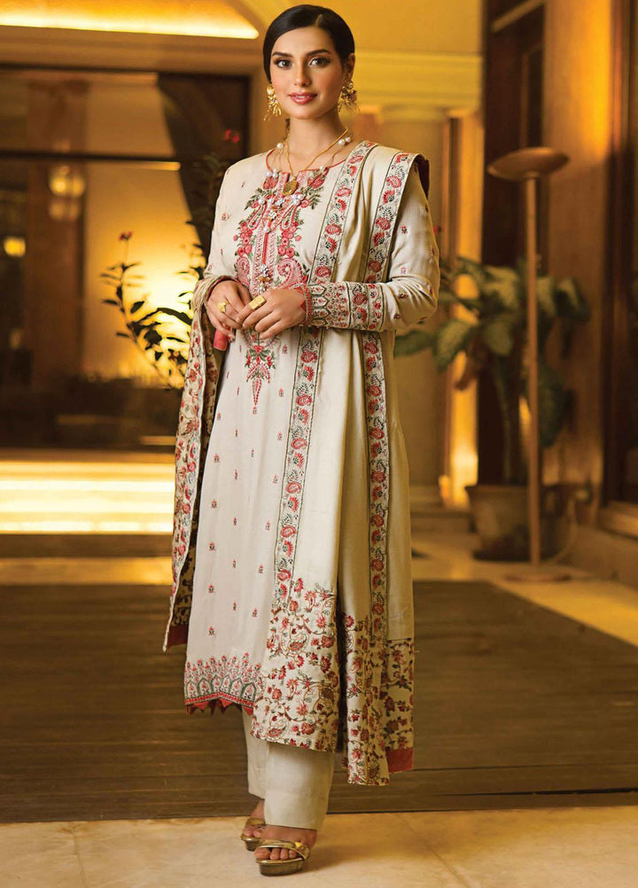 Rang Rasiya Embroidered Dobby Linen Suits Unstitched 3 Piece RR21PW D-08 MAESTRO - Winter Collection