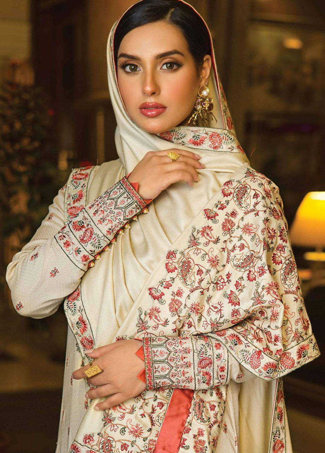 Rang Rasiya Embroidered Dobby Linen Suits Unstitched 3 Piece RR21PW D-08 MAESTRO - Winter Collection