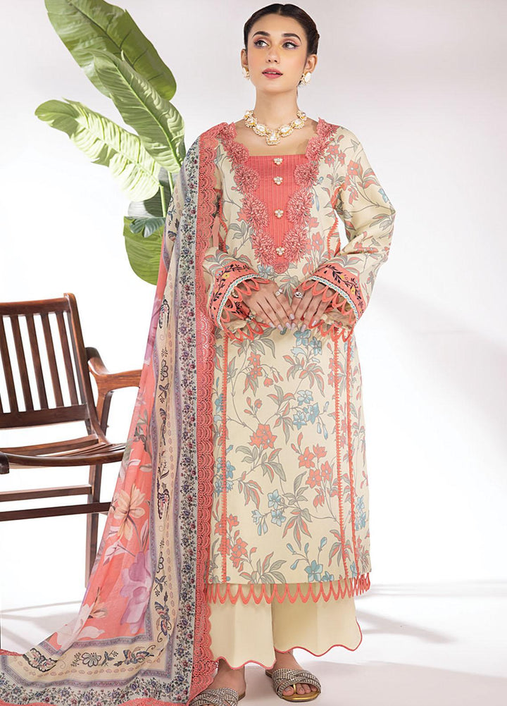 Rang Rasiya Printed Lawn Suits Unstitched 3 Piece RR23SB D-05 Sand - Summer Collection