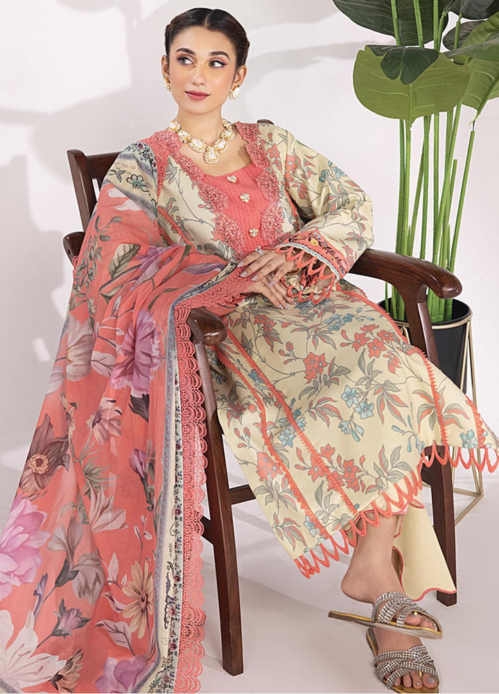 Rang Rasiya Printed Lawn Suits Unstitched 3 Piece RR23SB D-05 Sand - Summer Collection